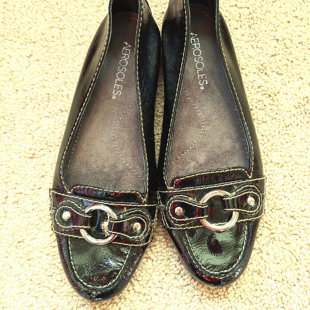 NWOT Aerosoles Black Patent Flats